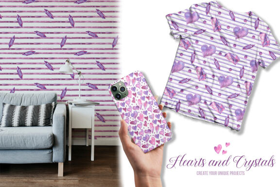 Watercolor Valentine's Day Pattern SET