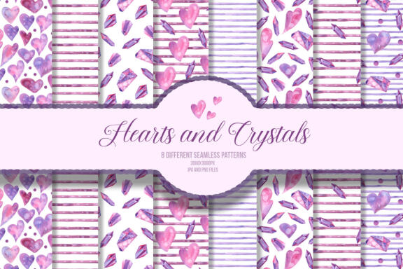 Watercolor Valentine's Day Pattern SET