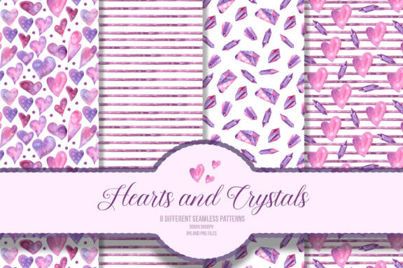 Watercolor Valentine's Day Pattern SET
