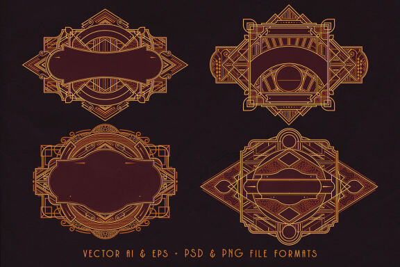 14 ArtDeco Line Frames
