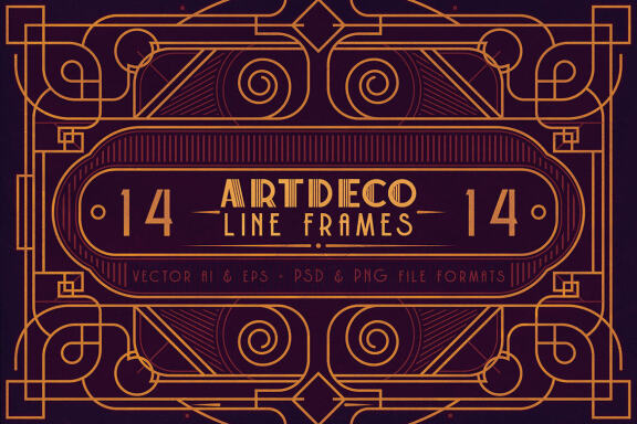 14 ArtDeco Line Frames