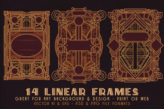 14 ArtDeco Line Frames
