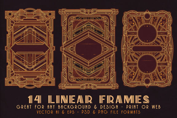14 ArtDeco Line Frames
