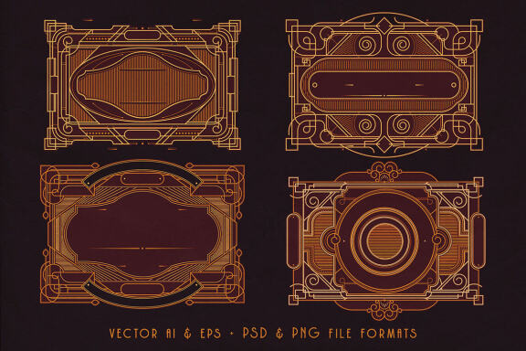 14 ArtDeco Line Frames