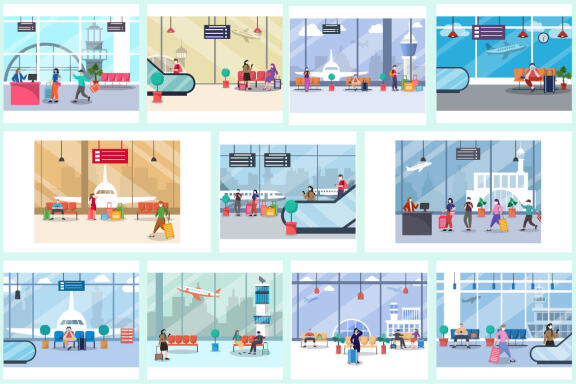 30 Airport Travel Flat Design 