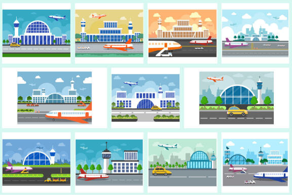 30 Airport Travel Flat Design 