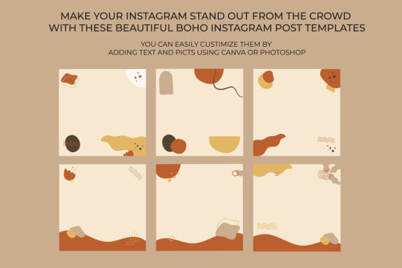 Boho Instagram Post Templates for Canva and Photoshop