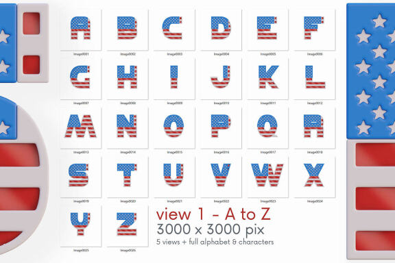 USA Flag - 3D Lettering