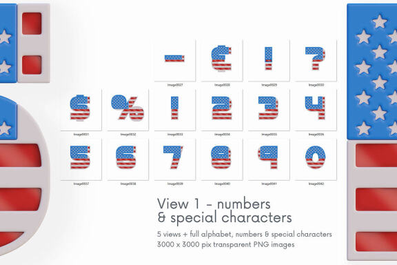 USA Flag - 3D Lettering