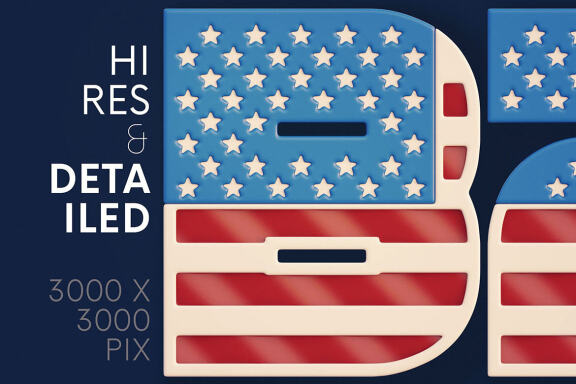 USA Flag - 3D Lettering
