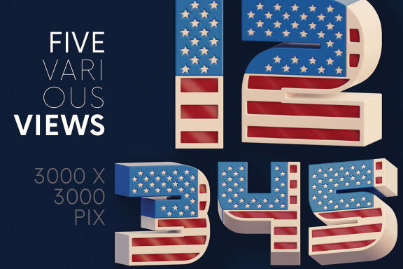 USA Flag - 3D Lettering