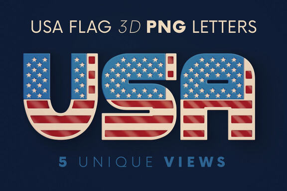 USA Flag - 3D Lettering