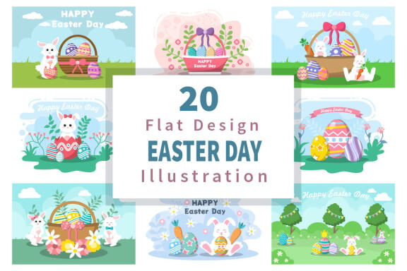 20 Happy Easter Day illustration background 