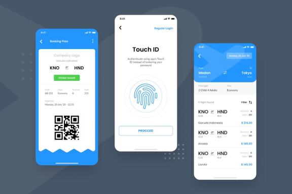 Flight Booking iOS App UI Figma and PSD