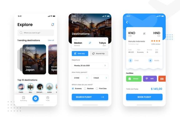 Flight Booking iOS App UI Figma and PSD