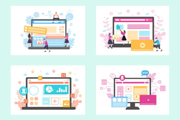 12 Web Development Flat Illustration 