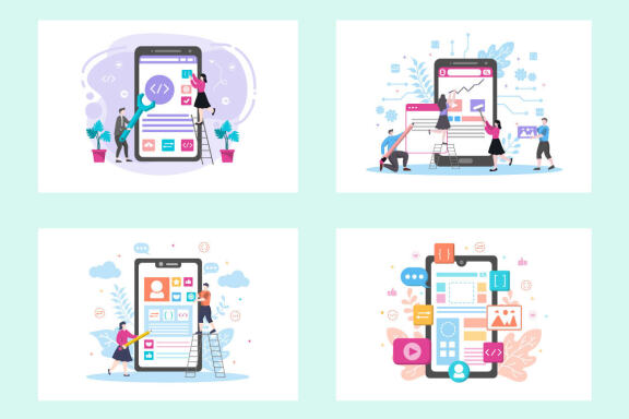 12 Web Development Flat Illustration 