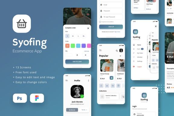 E-Commerce iOS App UI Figma and PSD Template