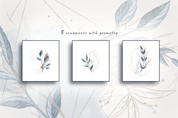 Ornament Frames & Compositions with Geometry - watercolor