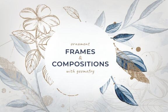 Ornament Frames & Compositions with Geometry - watercolor