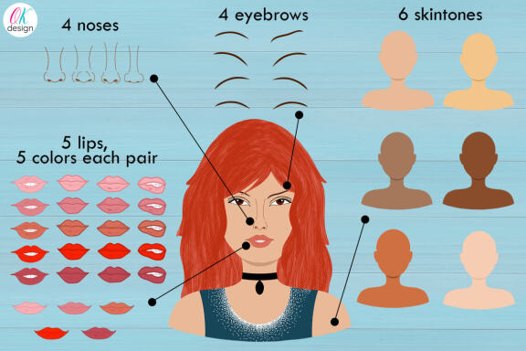 Girl Portrait CREATOR PSD. Girl character PSD, PNG files.