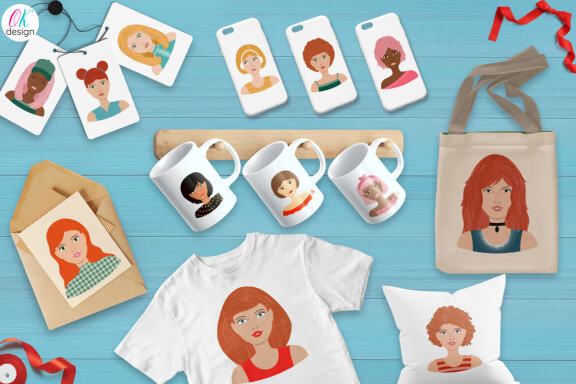 Girl Portrait CREATOR PSD. Girl character PSD, PNG files.