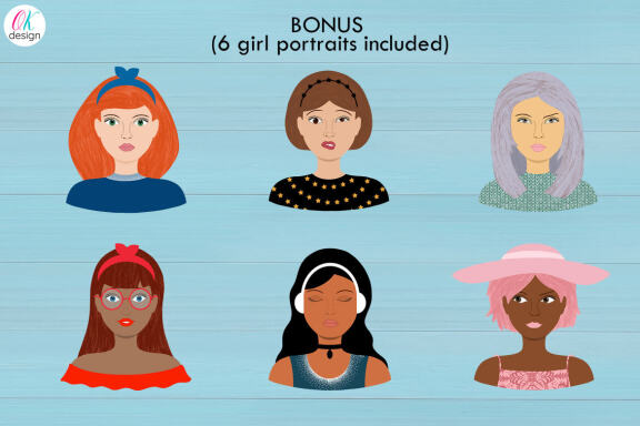 Girl Portrait CREATOR PSD. Girl character PSD, PNG files.