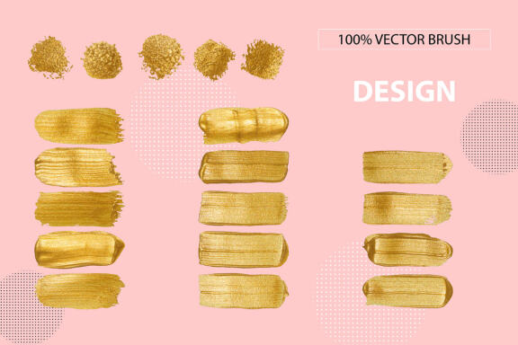 Golden metallic brush 100% vector