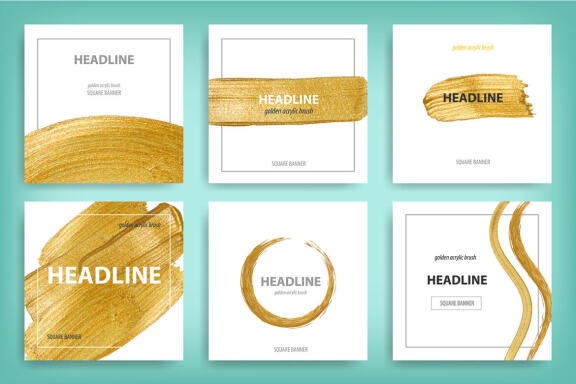Golden metallic brush 100% vector