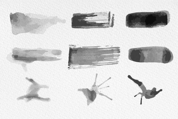 72 Watercolor vector brushes for AI