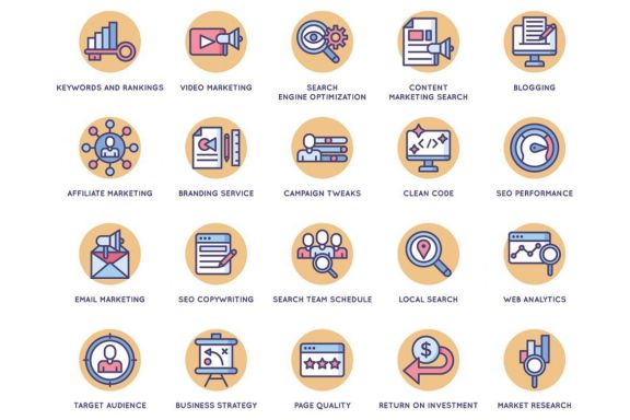108 Online Marketing Icons | Butterscotch