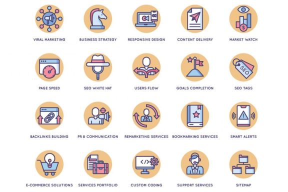 108 Online Marketing Icons | Butterscotch