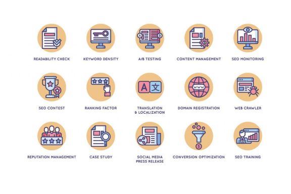 108 Online Marketing Icons | Butterscotch