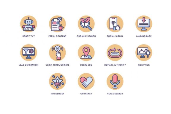 108 Online Marketing Icons | Butterscotch