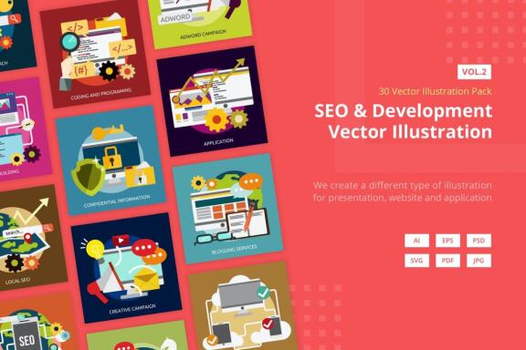 30 SEO and Development Vector Illustration Vol.2
