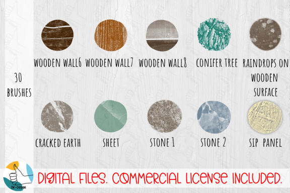 30 texture brushes bundle for Procreate.