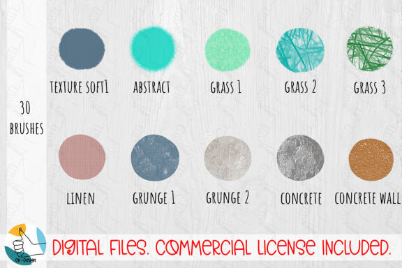 30 texture brushes bundle for Procreate.