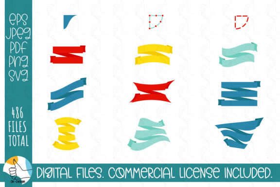 121 ribbons SVG bundle. Ribbons and labels clipart SVG cut files.