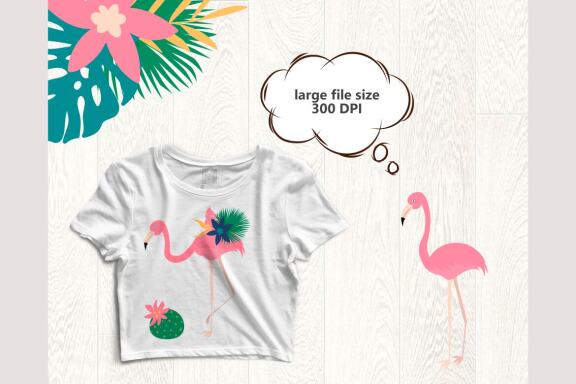 Flamingo svg clipart. Floral svg with cactus, leaf clipart and nature png.