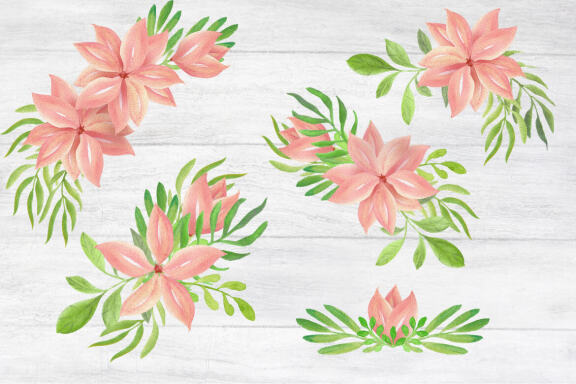 Watercolor Tropical clipart, cards and seamless patterns set
