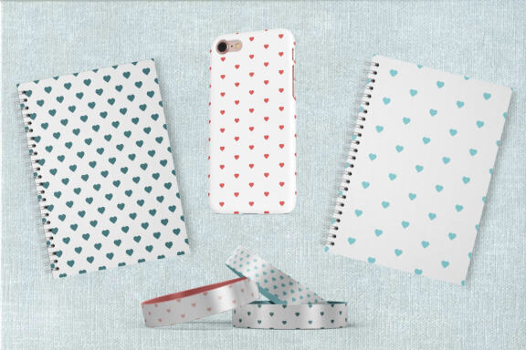 Valentines Day set of patterns. Valentines day pink postcard