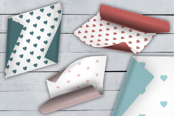 Valentines Day set of patterns. Valentines day pink postcard