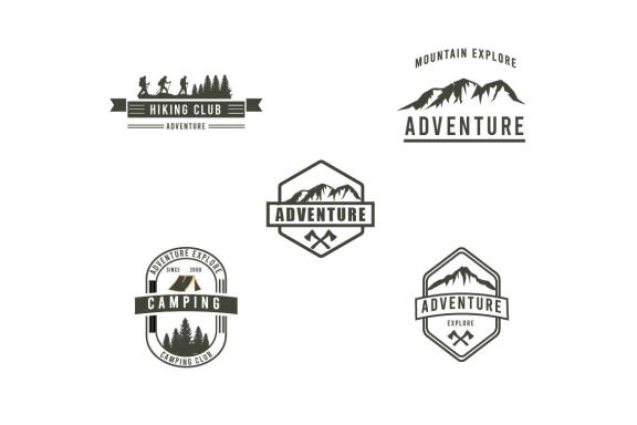 Set of Badges Mountain Adventure Logo