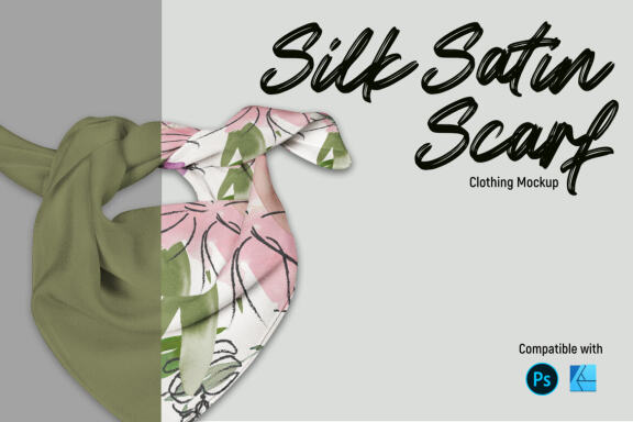 Silk satin scarf | Mockup