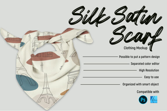 Silk satin scarf | Mockup