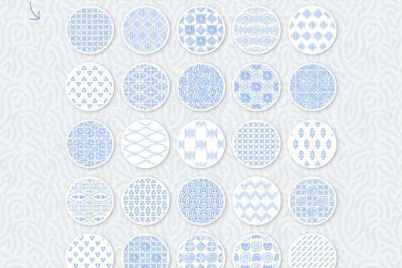 Tribal Geometry Patterns Frosty Blue Collection