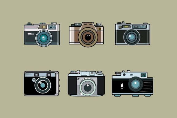 Set of Old Camera Icons