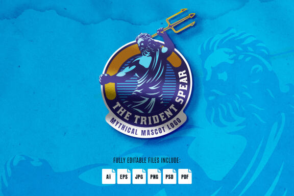 Poseidon Mythical Mascot Logo Template