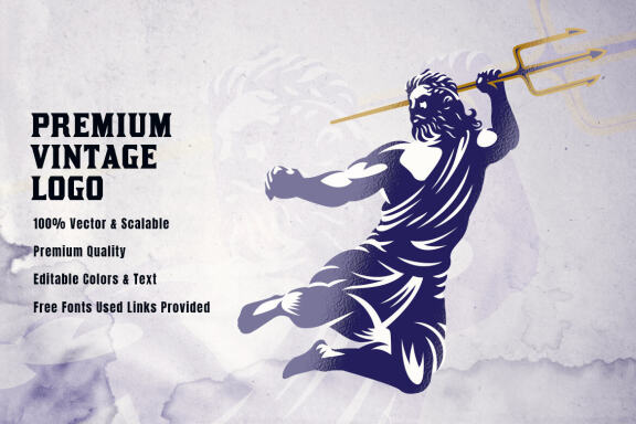 Poseidon Mythical Mascot Logo Template