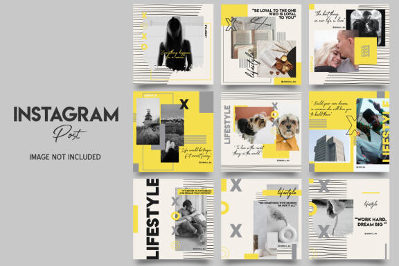 Lifestyle instagram post template design set